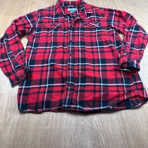 Columbia Plaid Flannel Shirt Men’s XL Red Black Button Up Cotton